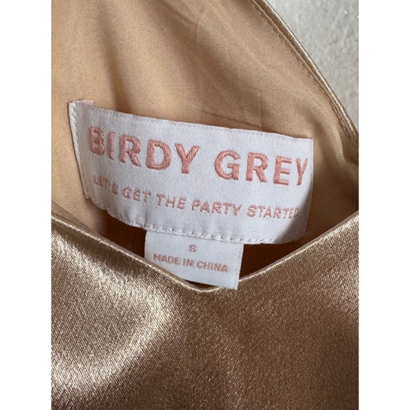 Birdy Grey Gold Satin V-Neck Midi Dress size Small - Picture 6 of 9